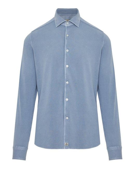 Sonrisa Blue Logo Patch Buttoned Shirt for men
