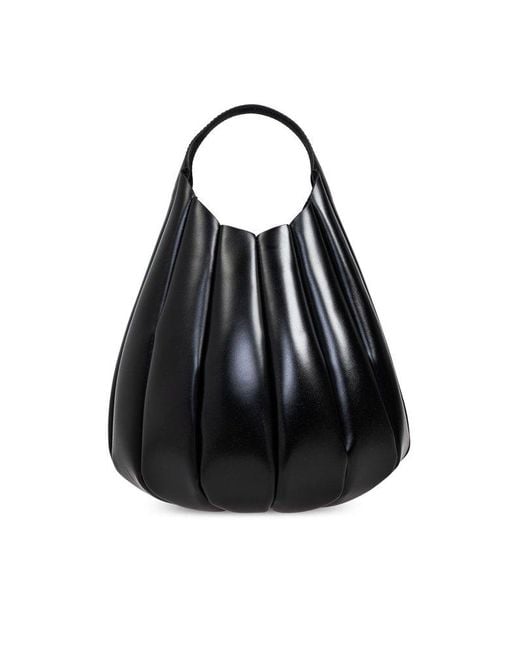 Cult Gaia Black Zucca Logo Embossed Tote Bag