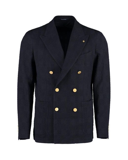 Tagliatore Blue Virgin Wool Double-breasted Jacket for men