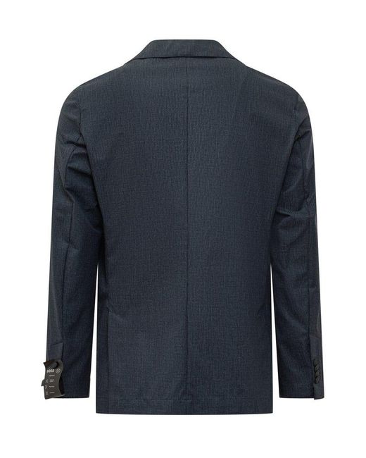 Boss Blue Single-Breasted Slim-Fit Jacket for men