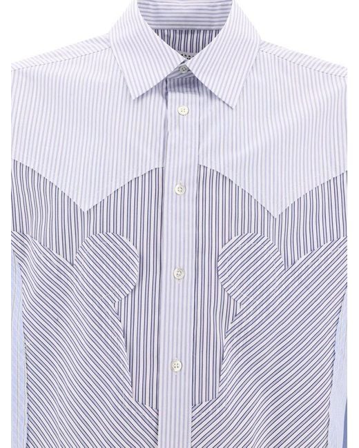 Maison Margiela Blue Yoke Stripe Cotton Shirt for men
