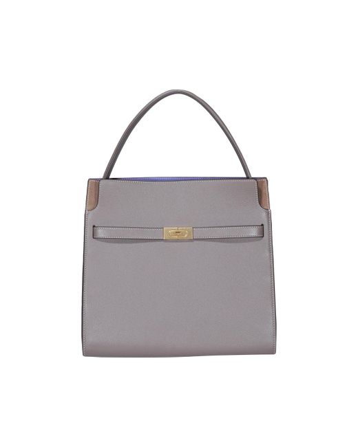 Tory Burch Gray Lee Radziwill Double Tote Bag
