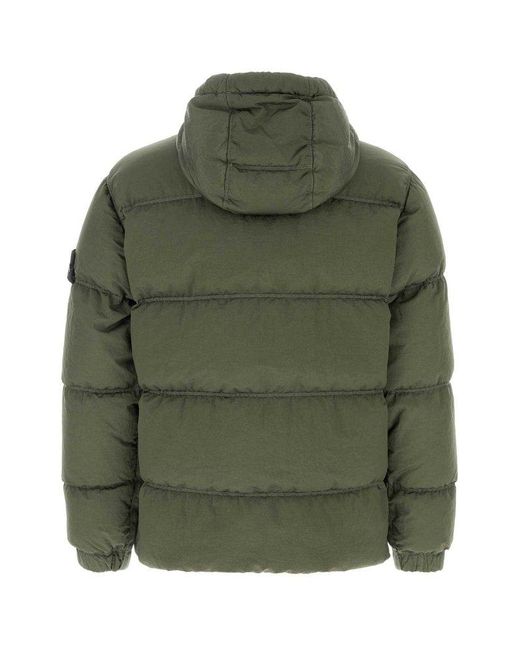 Stone Island Green Army Nylon Down Jacket for men