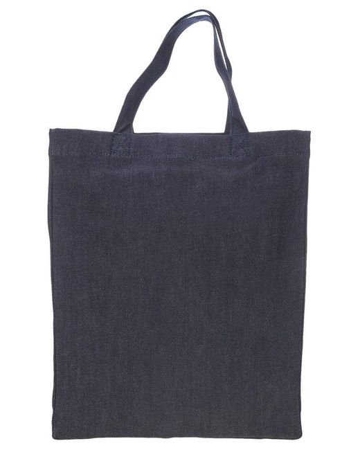 A.P.C. Blue Logo Print Tote Bag for men