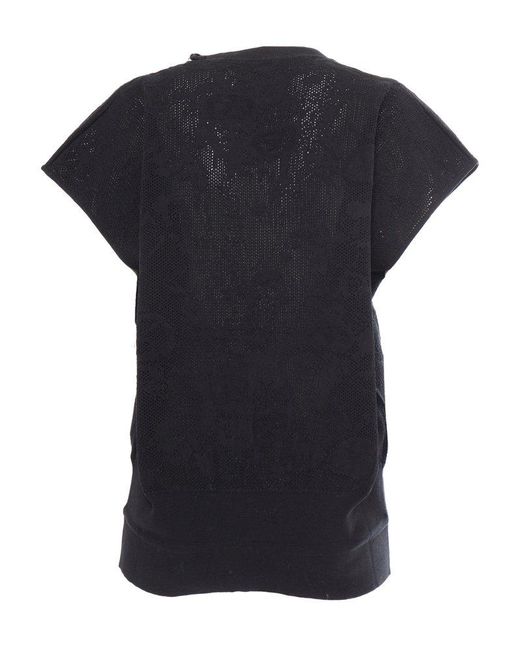 Fabiana Filippi Blue Open-Knit Drawstring Hem Top
