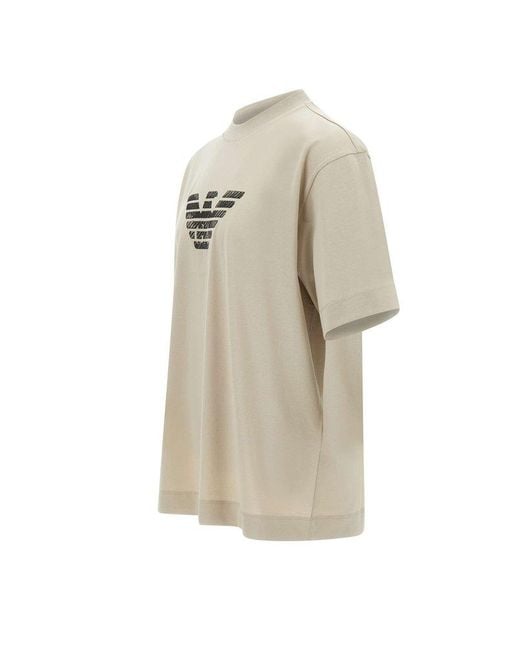 Emporio Armani White Gradient-Effect Stripe Embroidered Asv Oversized Jersey T-Shirt for men