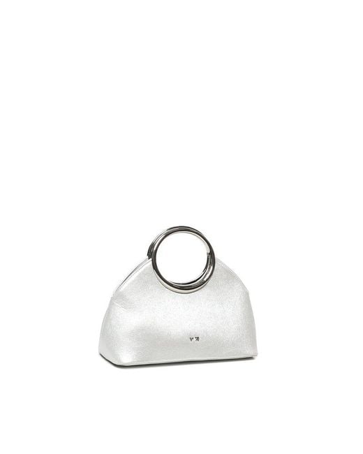 V73 White Ring Handle Clutch Bag