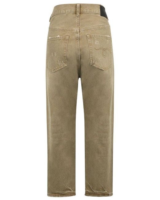 R13 Natural Distressed Tailored Drop Jeans