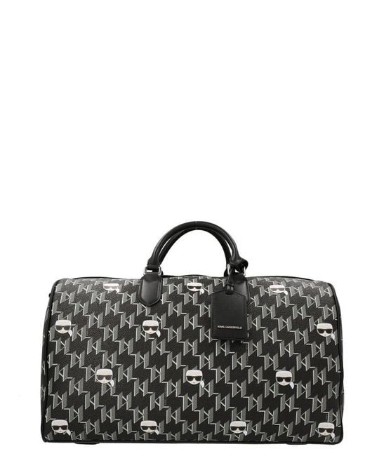 Karl Lagerfeld Black K/ikonik Monogram Duffel Bag