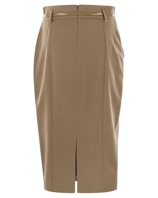 Max Mara Natural Ginseng Wool Pencil Skirt