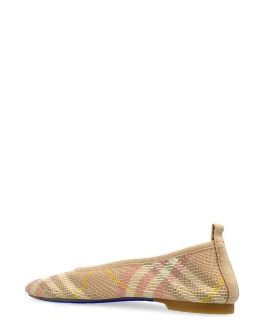 Burberry Natural Checked Slip-On Ballerina Shoes
