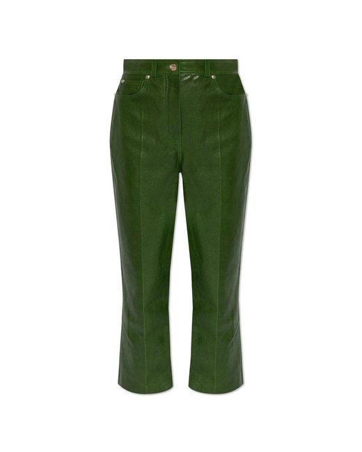 Ferragamo Green Leather Pants By