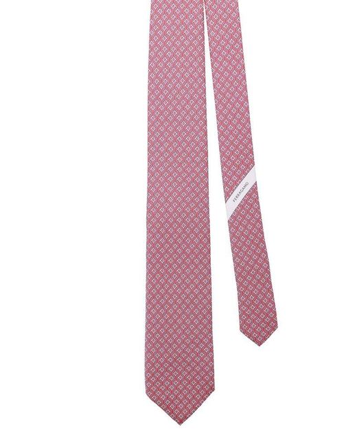 Ferragamo Purple Tetris-printed Pointed-tip Tie for men