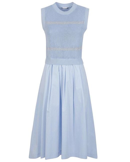 Peserico Blue Panelled Sleeveless Dress