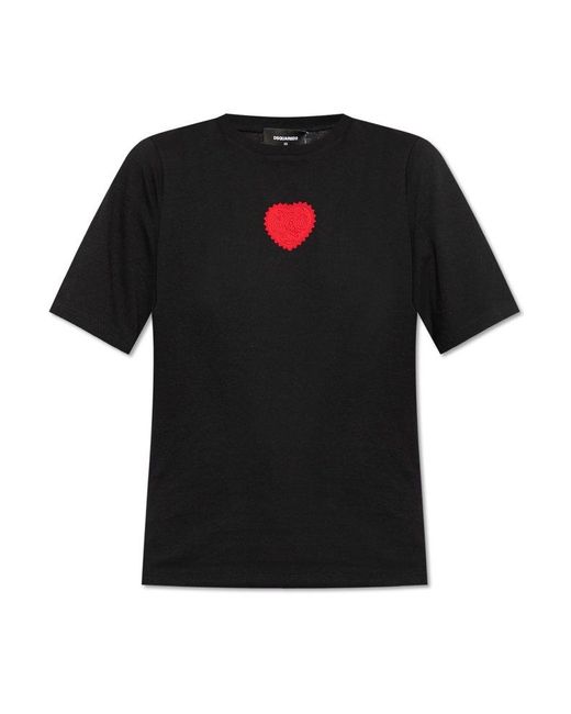 DSquared² Black Short-sleeved Crewneck T-shirt