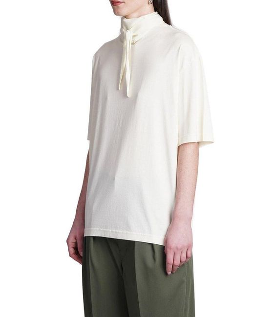Lemaire White Tie-fastened Short Sleeved T-shirt