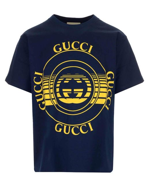Gucci Blue Disk Print Oversize T-shirt for men