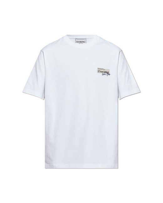 Iceberg White Logo Patch Crewneck T-Shirt for men