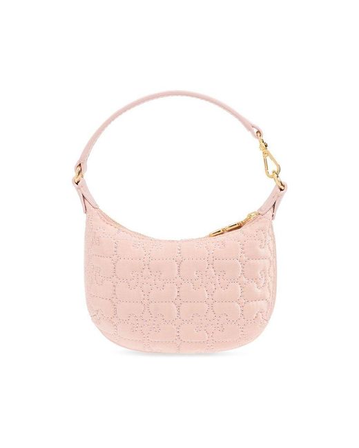Ganni Pink 'butterfly Mini' Quilted Handbag,
