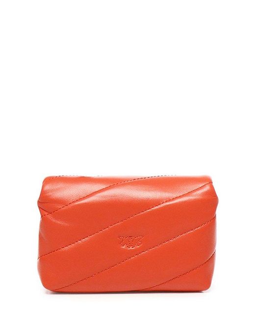 Pinko Red Love Micro Puff Chain Linked Mini Crossbody Bag