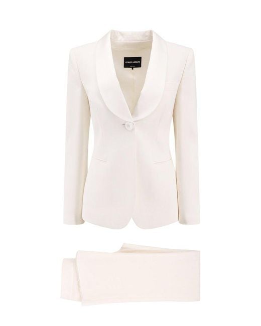 Giorgio Armani White Single-Breasted High-Waist Tailored Suit
