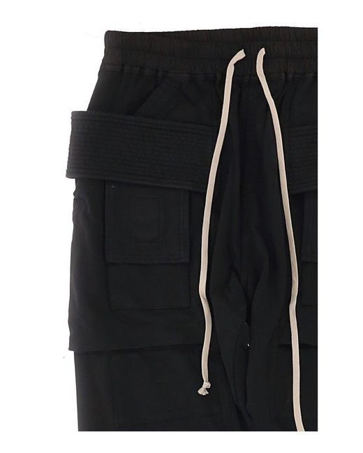 Rick Owens Black Creatch Tapered Drawstring Cargo Trousers for men