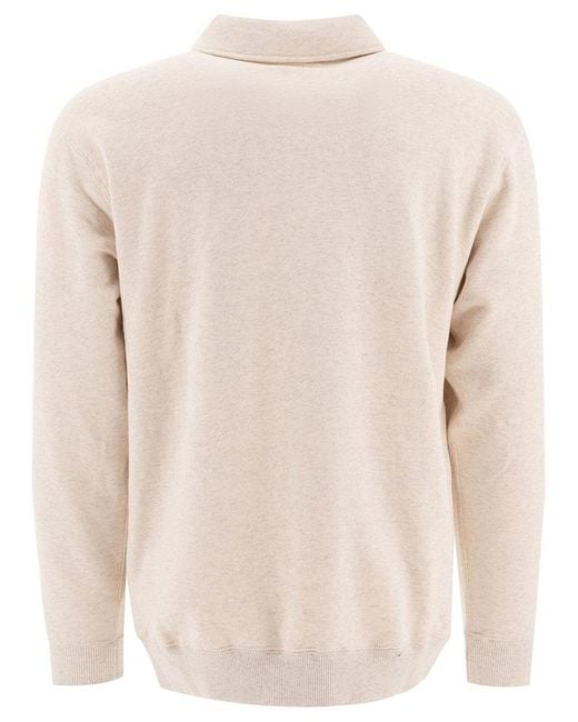 Beams Plus Natural Half-Zip Sweatshirt for men