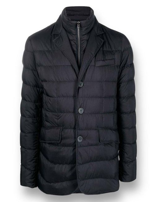 Herno Black Long-sleeved Quilted Jacket for men
