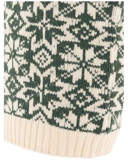 Beams Plus Green Patterned Knit Vest for men