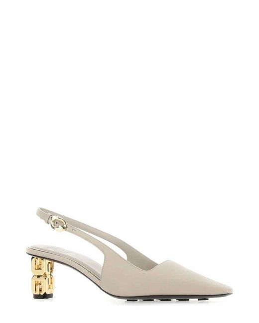 Givenchy White G Cube Slingback Pumps