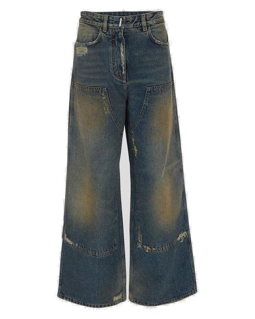 Givenchy Blue Oversized Jeans In Denim With Patches