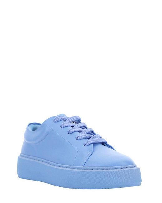 Ganni Leather Sneakers in Blue | Lyst