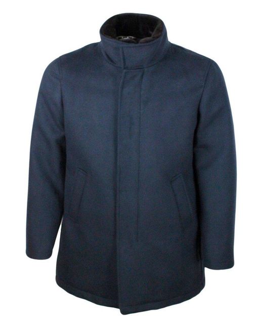 KIRED Blue Three-quarter Length Padded Coat for men