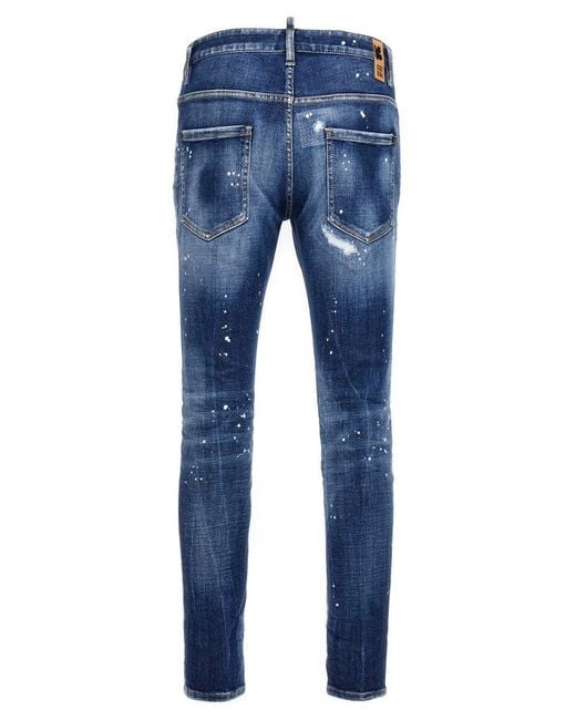 DSquared² Blue Super Twinky Logo Patch Skinny Jeans for men