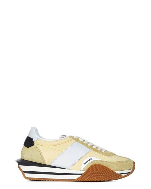 Tom Ford Leather James Panelled Lace-up Sneakers in Yellow for Men ...