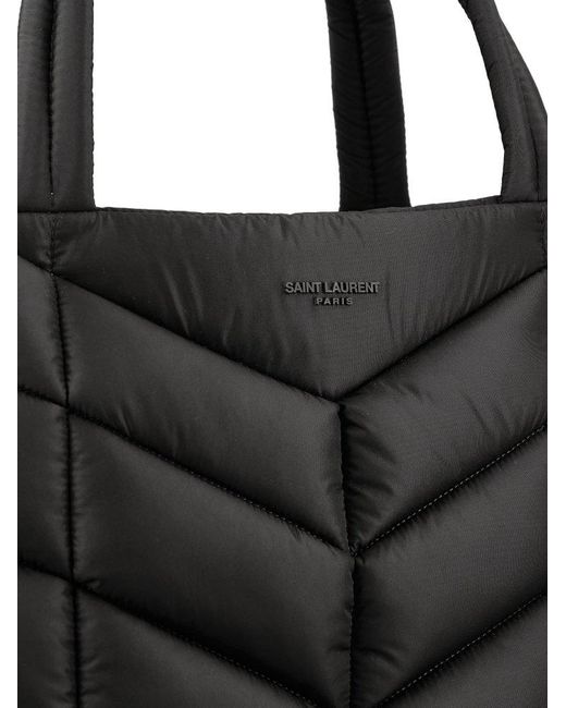 Saint Laurent Black Logo Detailed Puffer Tote Bag for men