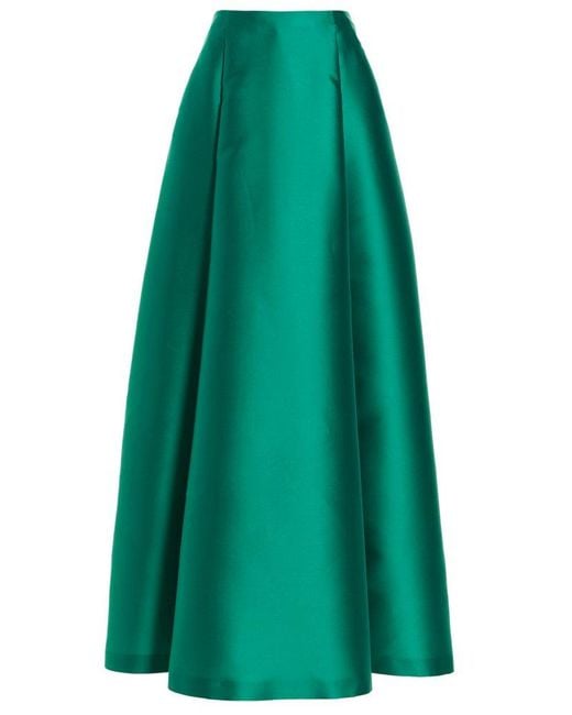 Alberta Ferretti Green Long Satin Skirt