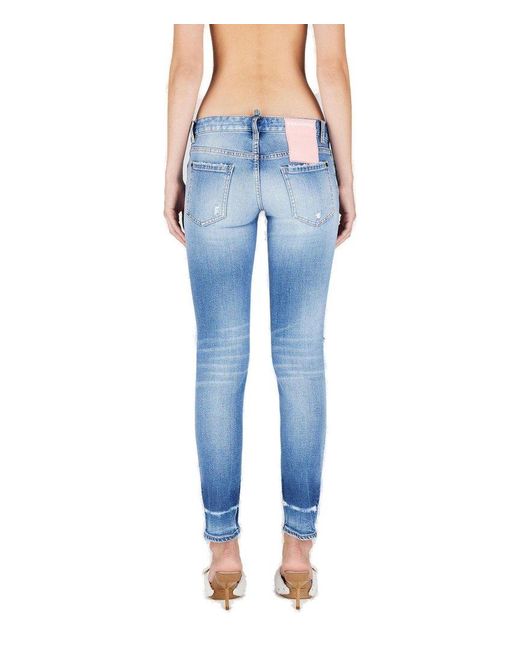 DSquared² Blue Distressed Skinny Jeans