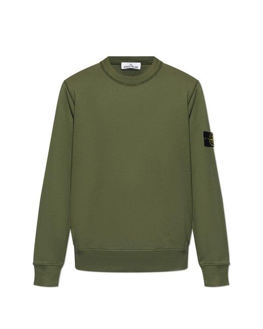 Stone Island Green Sweatshirt With Logo Patch, for men