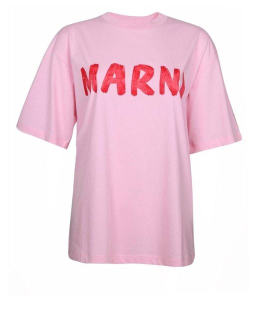 Marni Pink Cotton T-Shirt With Logo