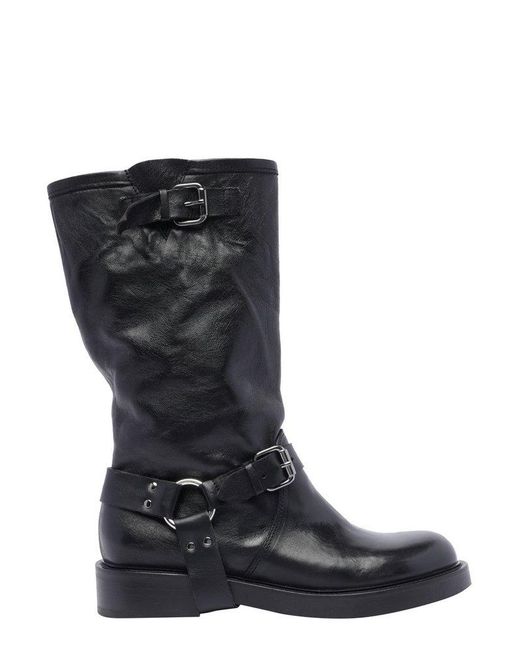 Pawelk's Black Buckle Flat Shoes