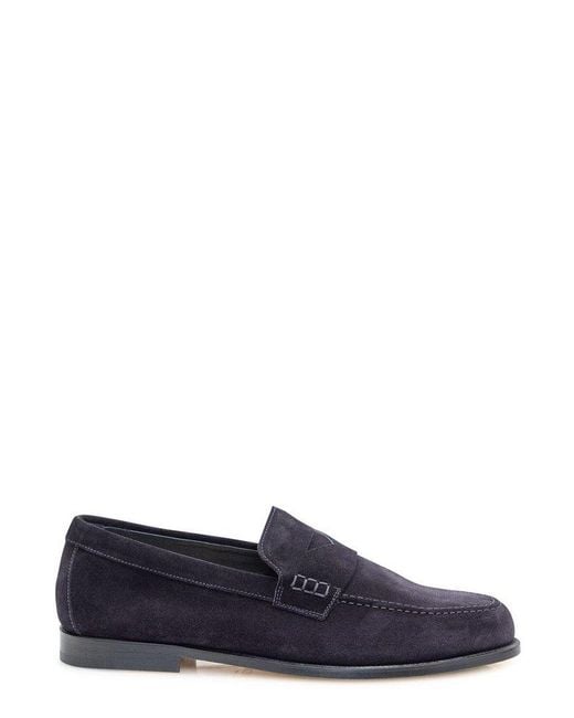 Doucal's Blue Almond Toe Loafers for men