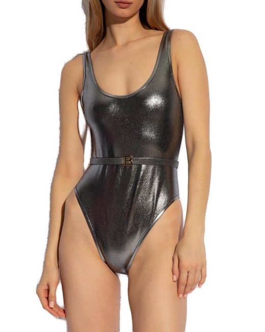 Balmain B Metallic One-piece Swimsuit
