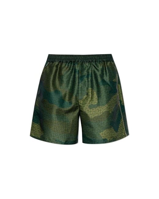 Balmain Green Camouflage Motif Shorts for men