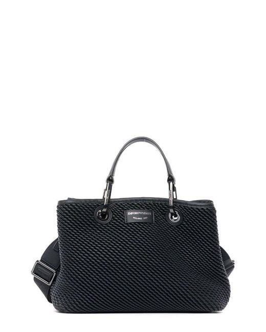 Emporio Armani Black Logo Patch Top Handle Bag