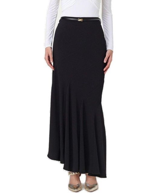 スカート Elisabetta Franchi BELTED SKIRT Elisabetta Franchi Asymmetric Belted Skirt in Black | Lyst
