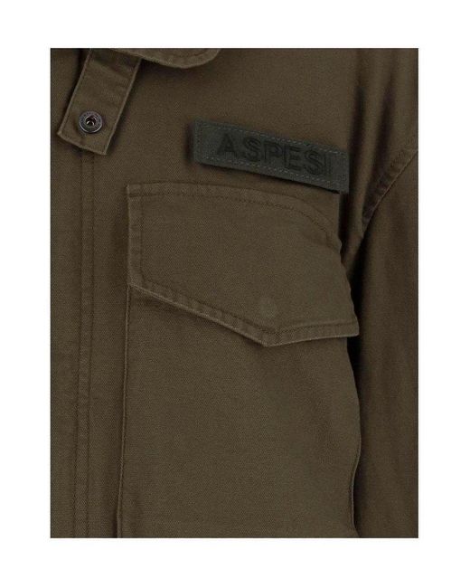 Aspesi Green Stretch Cotton Canvas Jacket