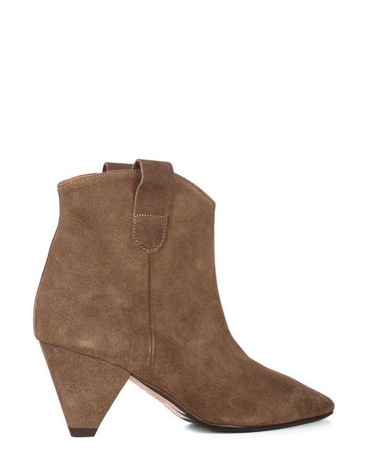 Anna F. Brown Pointed-Toe Ankle Boots