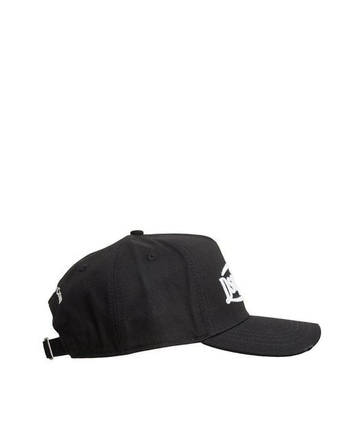 DSquared² Black Logo Embroidered Baseball Cap for men