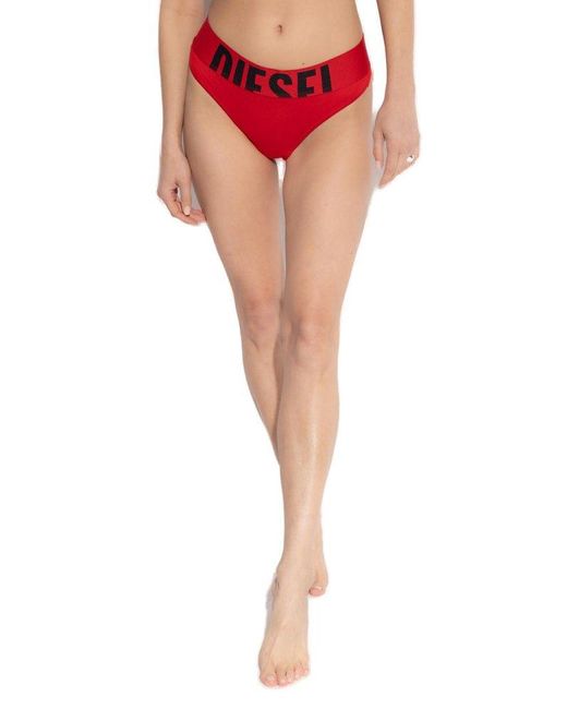 DIESEL Red Three-Pack Briefs With Logo